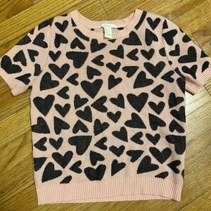 Forever 21 Pink and Black Heart Kids Tee